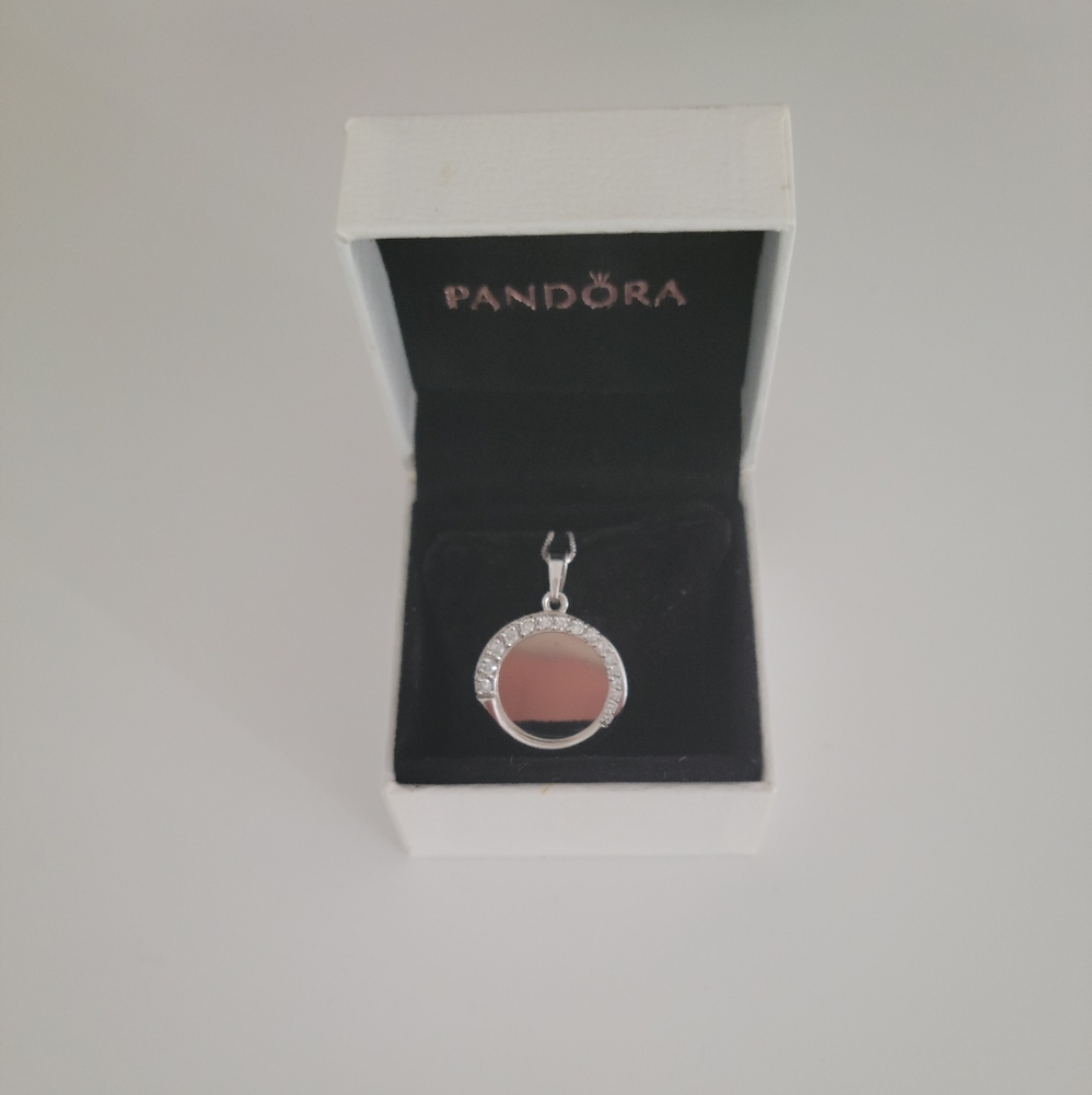 Pandora Silver Double Circle Pendant & Necklace
